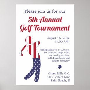 Amerikanische Flagge   Ankündigung eines Golfturni Poster
