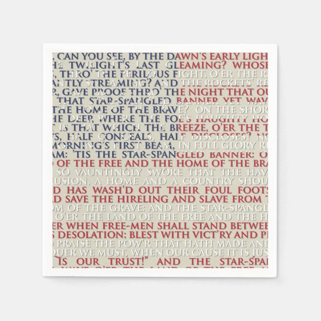 Amerikanische Flagge / Anthem Patriotic 4. Juli Serviette (Vorderseite)