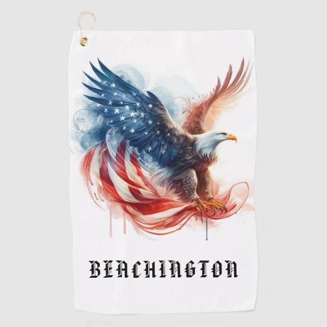 *~* Amerikanische Flagge AP16 Bald EAGLE Golf Hand Golfhandtuch (Vorderseite)