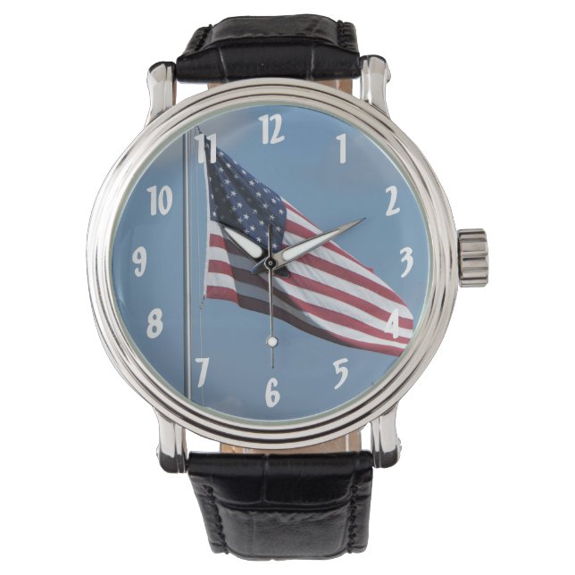 Amerikanische Flagge Armbanduhr (Vorderseite)