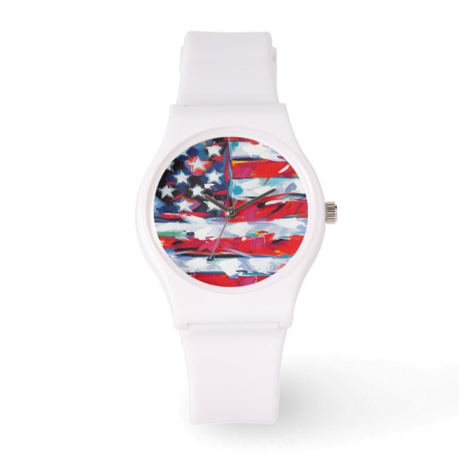 Amerikanische Flagge Armbanduhr (Vorderseite)