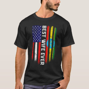 Amerikanische Flagge & Äthiopien Flag Beste Ehefra T-Shirt