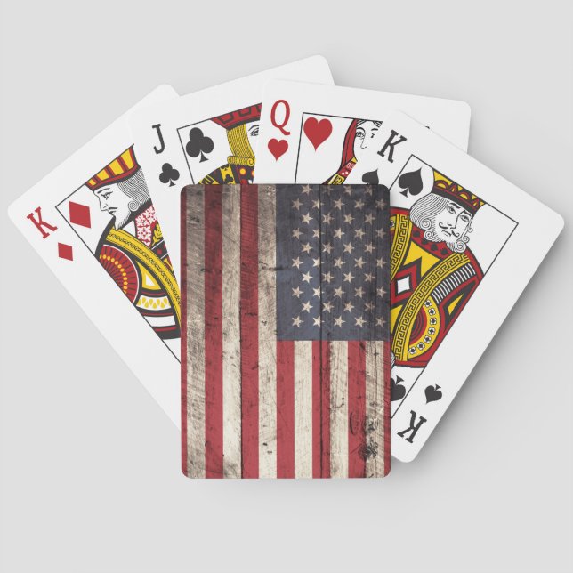 Amerikanische Flagge auf altem hölzernem Korn Spielkarten (Rückseite)