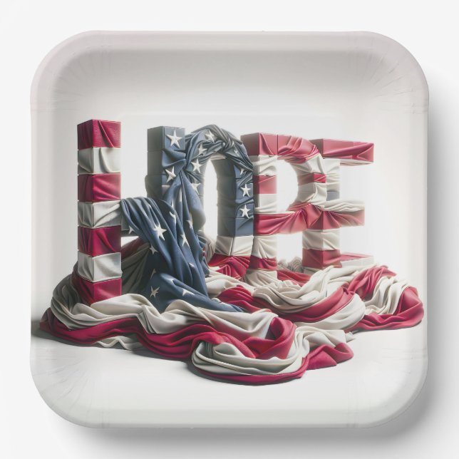 Amerikanische Flagge auf der HOPE Pappteller (Vorderseite)
