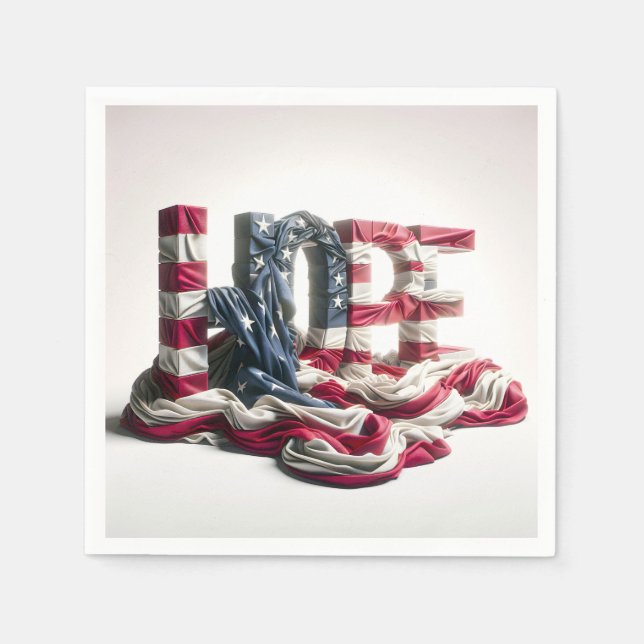 Amerikanische Flagge auf der HOPE Serviette (Vorderseite)