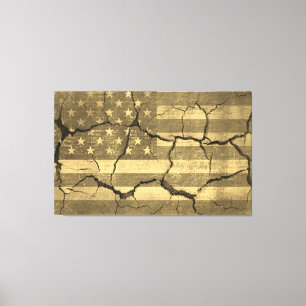 Amerikanische Flagge auf der Vintagen Mauer Leinwanddruck