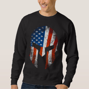 Amerikanische Flagge auf einem spartanischen Helm  Sweatshirt