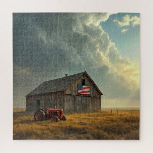 Amerikanische Flagge auf einer Farm-Scheune