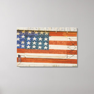 Amerikanische Flagge auf Feuerwerksstand in der Nä Leinwanddruck