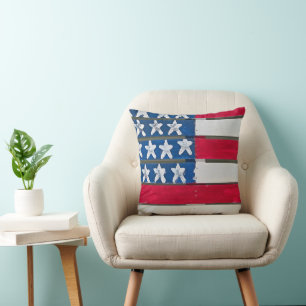 Amerikanische Flagge auf Holzpalette gemalt Kissen
