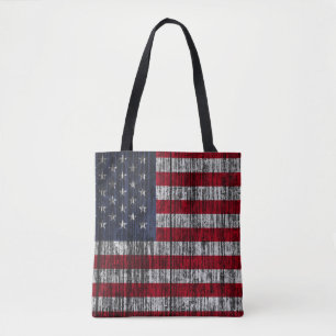 Amerikanische Flagge auf Zaunhintergrund.4., abs Tasche