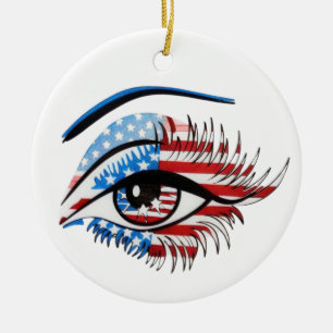 Amerikanische Flagge Auge, Patriotische Sublimatio Keramik Ornament