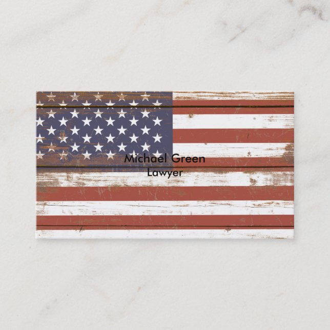 Amerikanische Flagge aus Holz Visitenkarte (Vorderseite)