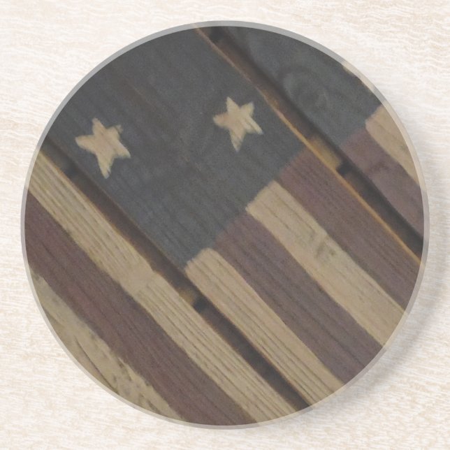 Amerikanische Flagge aus Primärholz: rot, weiß, bl Sandstein Untersetzer (Vorne)