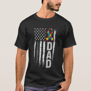 Amerikanische Flagge Autismus-Bewusstsein Dad Auti T-Shirt