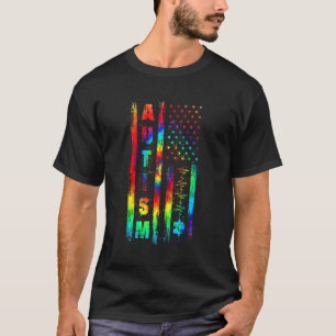 Amerikanische Flagge Autismus-Bewusstsein Tie Dye T-Shirt