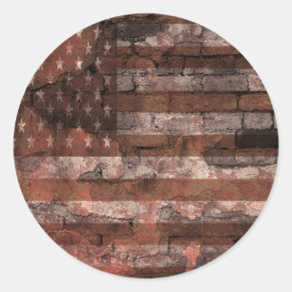Amerikanische Flagge Backsteinmauer Runder Aufkleber