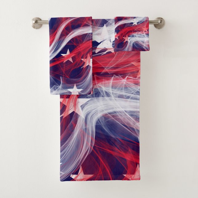 Amerikanische Flagge Badezimmer-Tuch-Set Badhandtuch Set (Insitu)