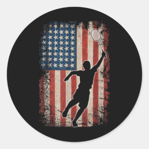 Amerikanische Flagge Badminton Federball Kunst Spo Runder Aufkleber