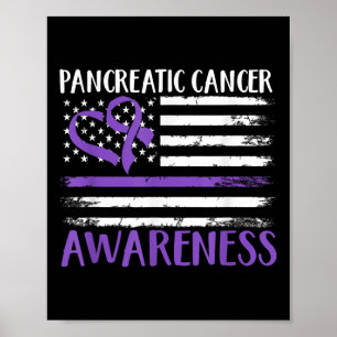 Amerikanische Flagge Bauchspeicheldrüsenkrebs-Bewu Poster