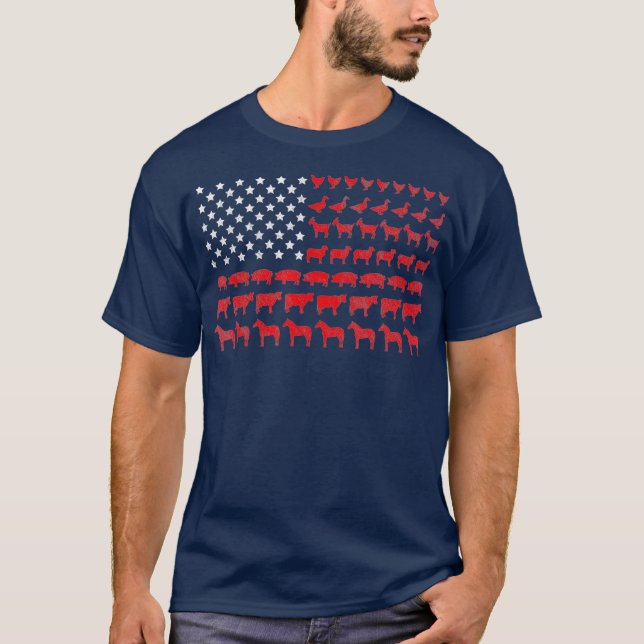 Amerikanische Flagge Bauer T-Shirt (Vorderseite)
