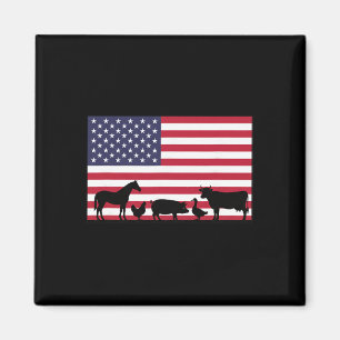 Amerikanische Flagge Bauernhoftiere Pferd Kuh Schw Magnet