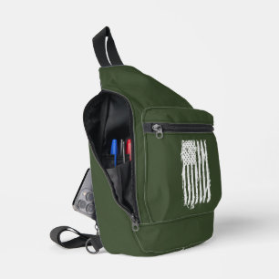 Amerikanische Flagge beängstigend Weiß Crossbody Bag