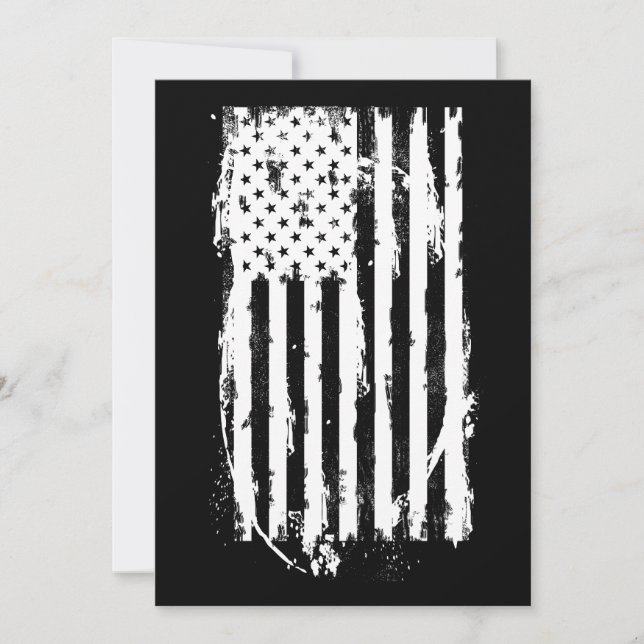 Amerikanische Flagge beängstigend Weiß Einladung (Vorderseite)