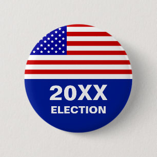 Amerikanische Flagge & bearbeitbarer Wahltext-Butt Button