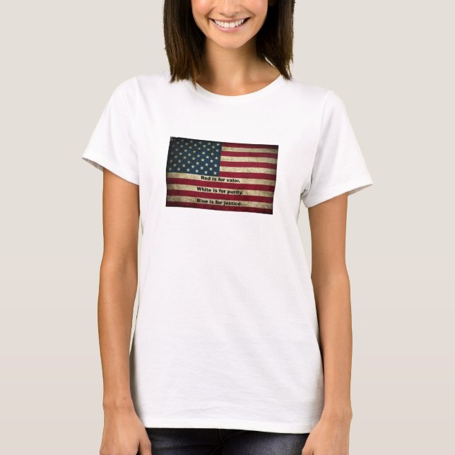 Amerikanische Flagge - Bedeutung von Farben T-Shirt (Vorderseite)