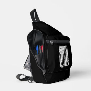 Amerikanische Flagge bedruckt Weiß Crossbody Bag