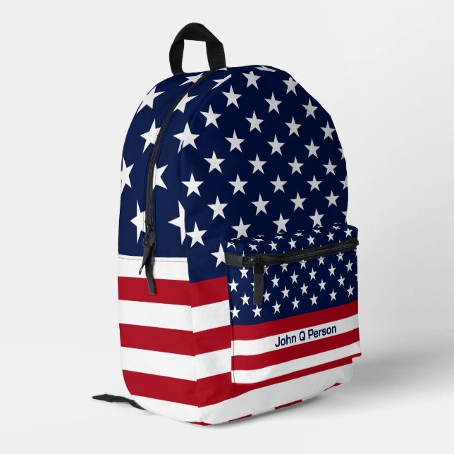 Amerikanische Flagge Bedruckter Rucksack (Rückseitige Ecke links)