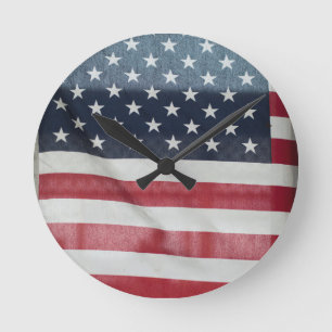 Amerikanische Flagge beim Sussex County angemessen Runde Wanduhr