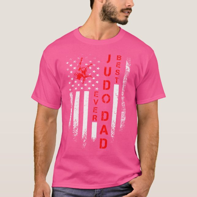 Amerikanische Flagge Bester Judo-Vater je Martial T-Shirt (Vorderseite)