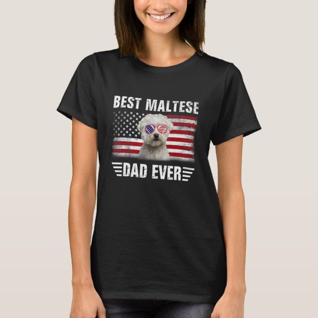 Amerikanische Flagge Bester maltesischer Vater je  T-Shirt (Vorderseite)