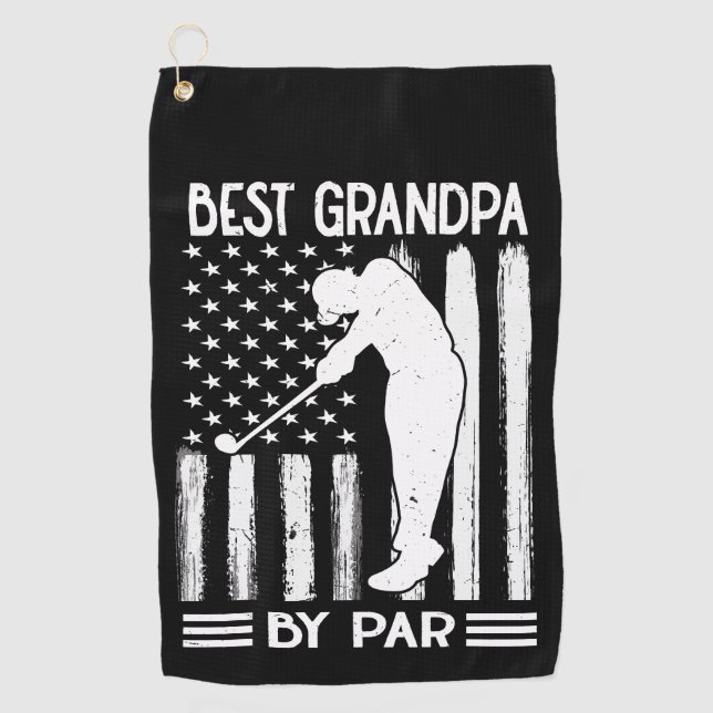 Amerikanische Flagge bester Opa nach Par Golfhandtuch (Vorderseite)