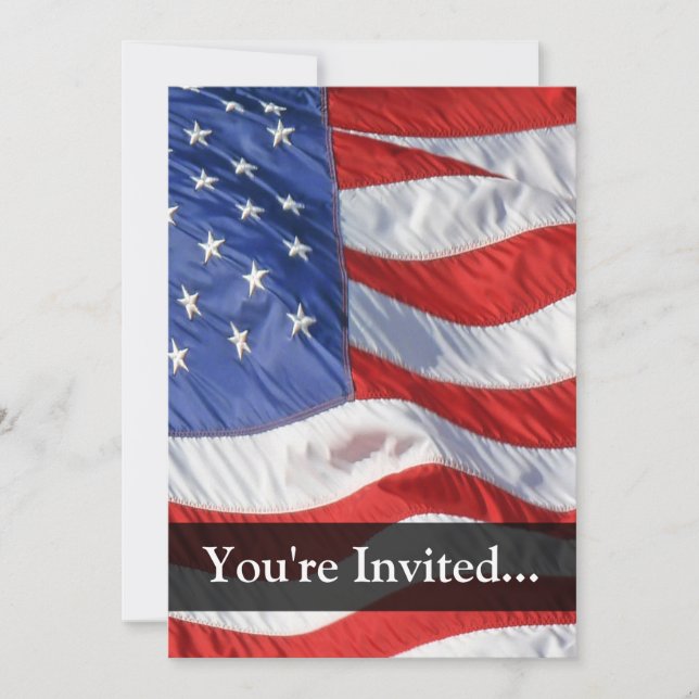 Amerikanische Flagge, bewegend in Wind wellenartig Einladung (Vorderseite)