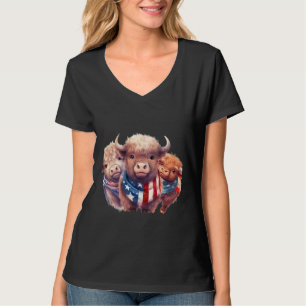 Amerikanische Flagge Bison Cute Wilde Tiere T-Shirt