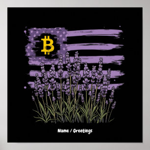 Amerikanische Flagge Bitcoin BTC Revolution Lustig Poster