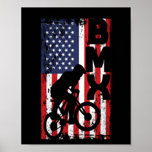 Amerikanische Flagge BMX Rennen Extremsport Rad Poster