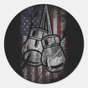 Amerikanische Flagge Box-Shirts Für Männer Frauen  Runder Aufkleber