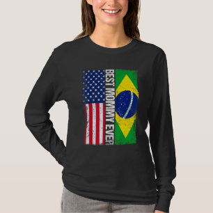 Amerikanische Flagge Brasilien Flagge Beste Mommy- T-Shirt