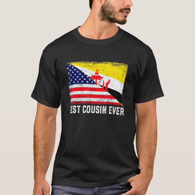 Amerikanische Flagge & Brunei Flag Bester Cousin j T-Shirt (Vorderseite)