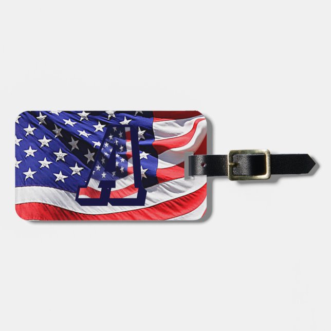 Amerikanische Flagge & Buchstabe "A" - Gepäckmarke Gepäckanhänger (Vorderseite horizontal)