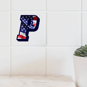 Amerikanische Flagge Buchstabe "P" großes Foto Ker Fliese