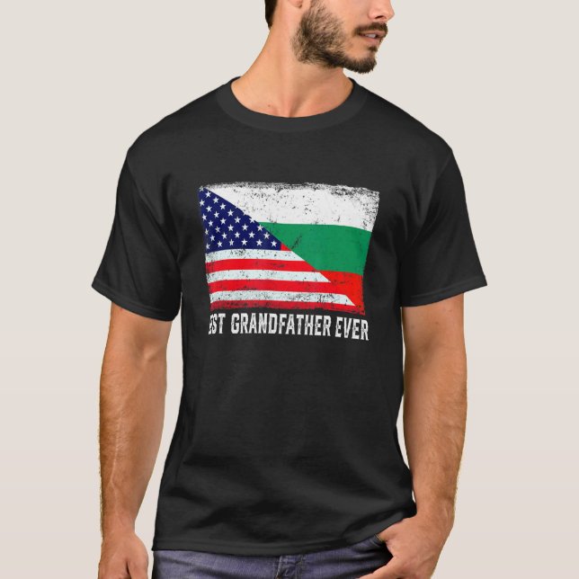 Amerikanische Flagge Bulgarien Flagge Bester Großv T-Shirt (Vorderseite)