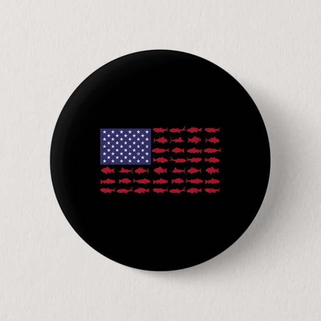 Amerikanische Flagge Byss Angeln Kind Junge Jugend Button (Vorderseite)