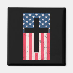 Amerikanische Flagge Christliches Kreuz Glaube Pat Magnet