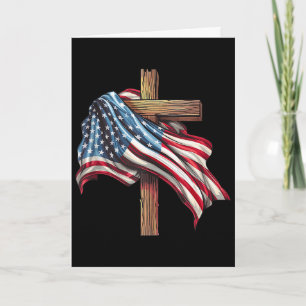 Amerikanische Flagge Christliches Kreuz Jesus 4. J Karte