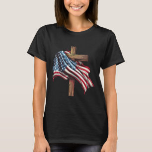 Amerikanische Flagge Christliches Kreuz Jesus 4. J T-Shirt